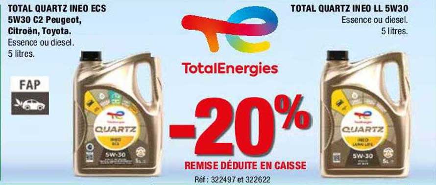 total quartz ineo ecs 5w30 c2 peugeot, citroën, toyota, total quartz ineo ll 5w30
