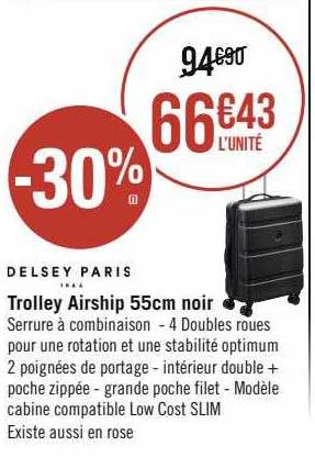 trolley airship 55 cm noir delsey paris