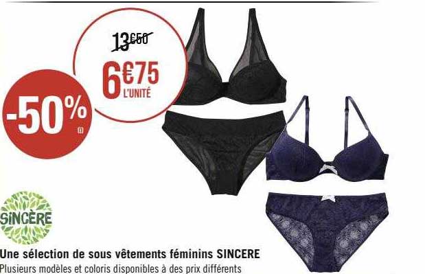 une sélection de sous vêtements féminins sincère