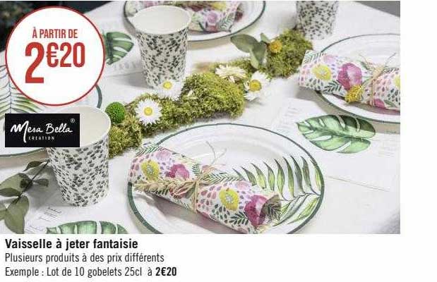 vaisselle à jeter fantaisie mesa bella