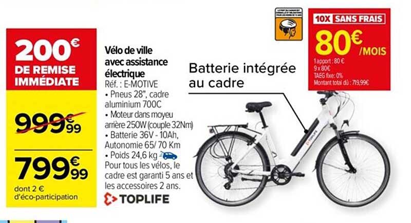 vélo de ville avec assistance électrique toplife