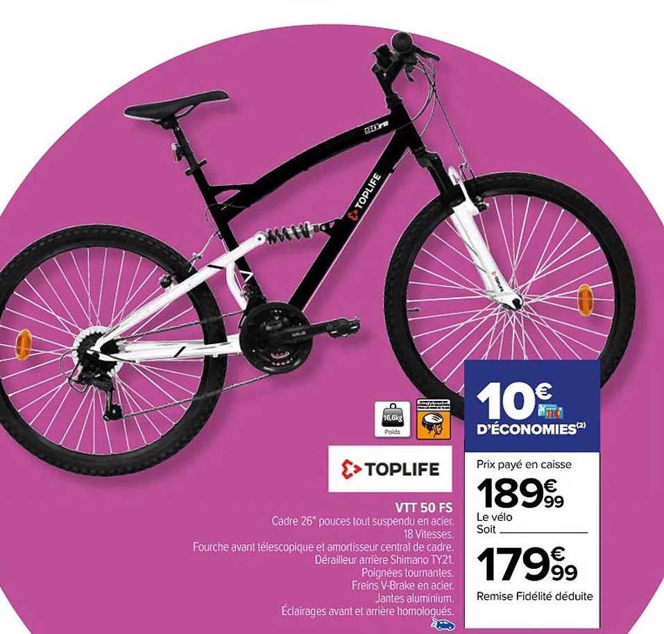 vtt 50 fs cadre 26" pouces tout suspendu en acier