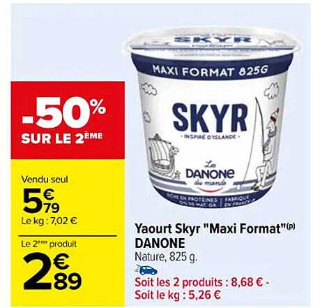 yaourt skyr "maxi format" danone