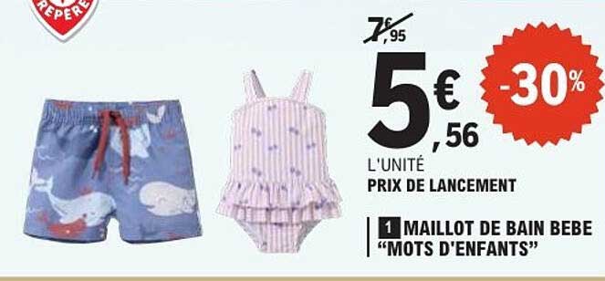 1 MAILLOT DE BAIN BEBE "MOTS D'ENFANTS