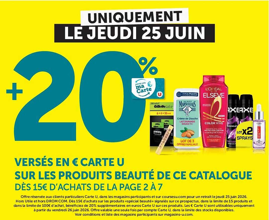 +20% en € Carte U