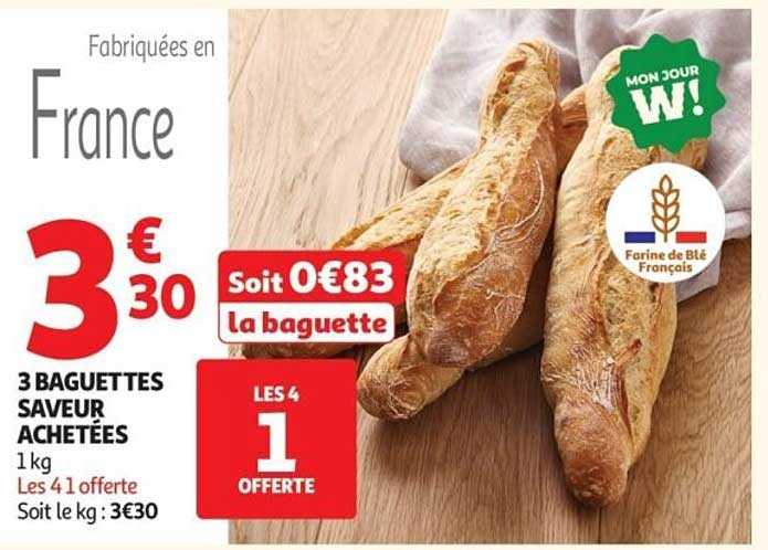 3 BAGUETTES SAVEUR ACHETÉES