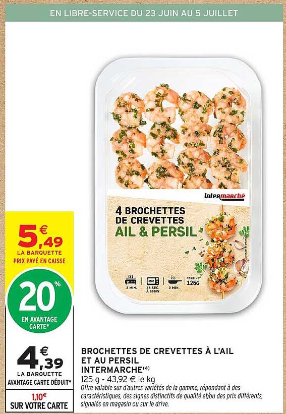 4 Brochettes de crevettes ail & persil
