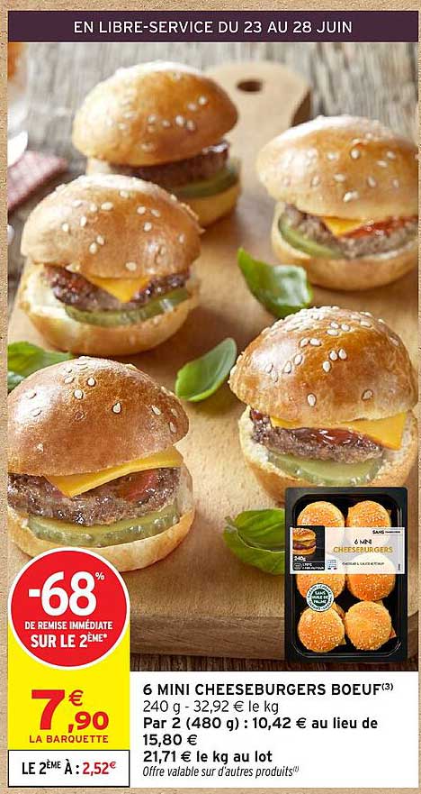 6 MINI CHEESEBURGERS BŒUF