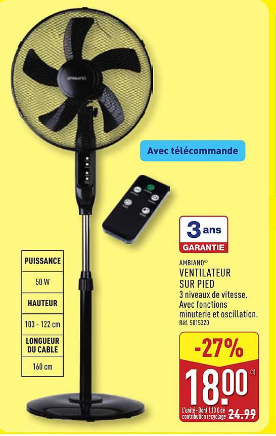 AMBIANO VENTILATEUR SUR PIED