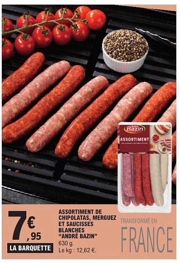 André Bazin Assortiment de chipolatas, merguez et saucisses blanches