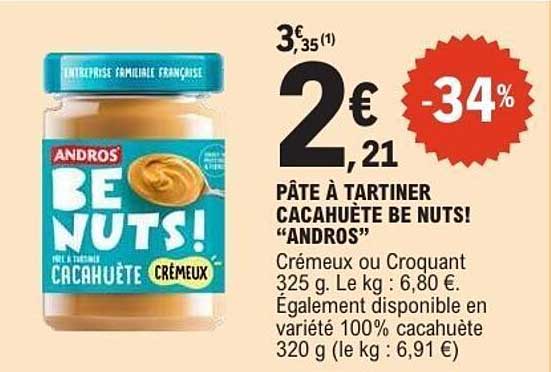 Andros Be Nuts! Coulante Cacahuète