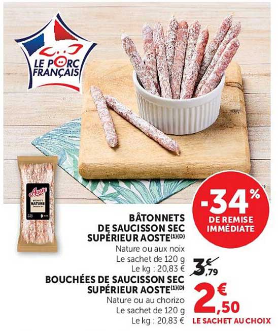 Aoste Bâtonnets de saucisson sec supérieur