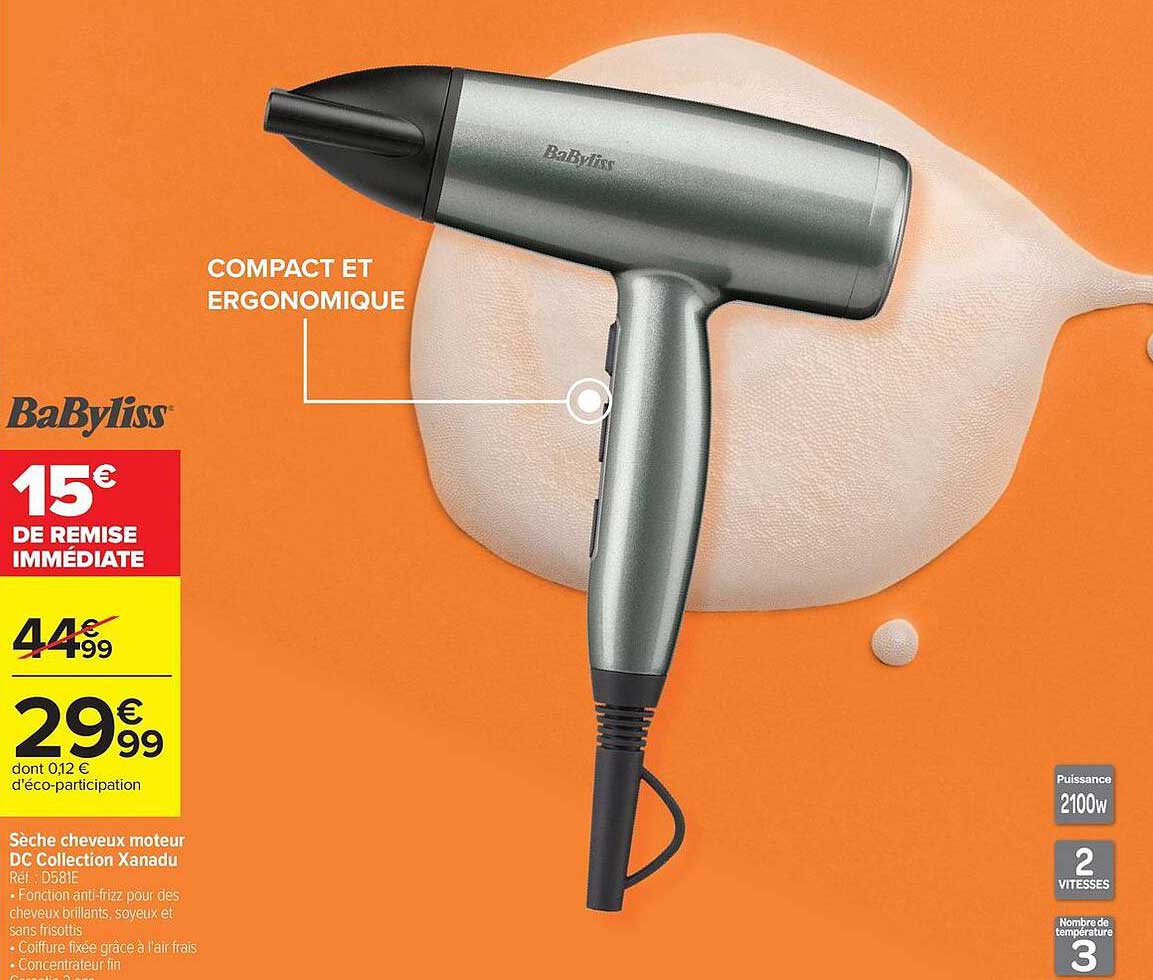 BaByliss Sèche cheveux moteur DC Collection Xanadu