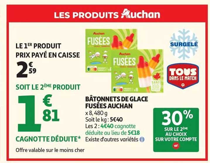 BÂTONNETS DE GLACE FUSÉES AUCHAN
