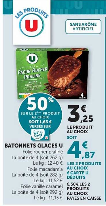 Bâtonnets glaces U
