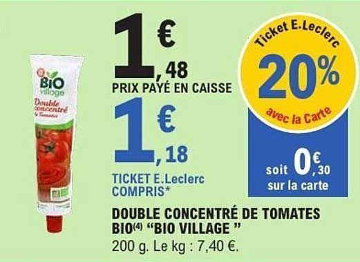 Bio Village Double concentré de tomates