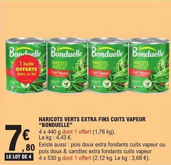 Bonduelle Haricots Verts Extra Fins Cuits Vapeur