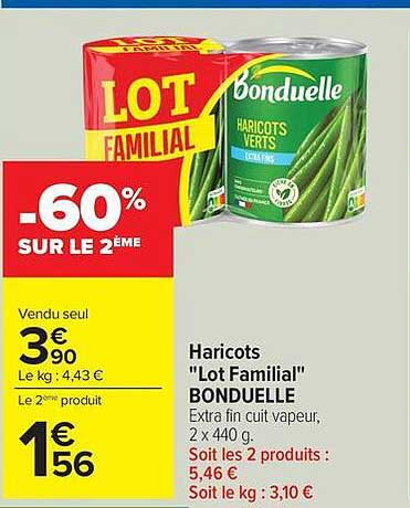 BONDUELLE Haricots verts Lot Familial