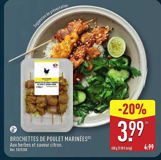 BROCHETTES DE POULET MARINÉES