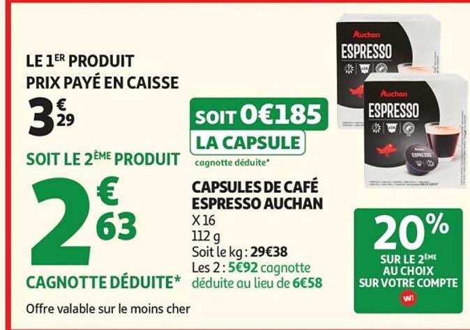 Capsules de café Espresso Auchan