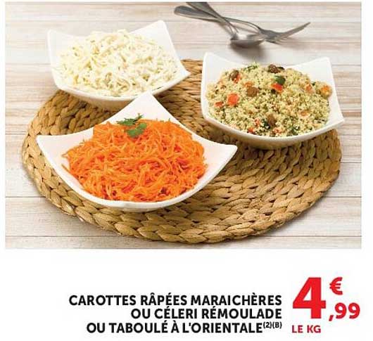 CAROTTES RÂPÉES MARAICHÈRES OU CÉLERI RÉMOULADE OU TABOULÉ À L'ORIENTALE