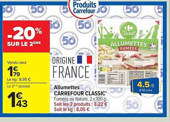 CARREFOUR CLASSIC' ALLUMETTES FUMÉES
