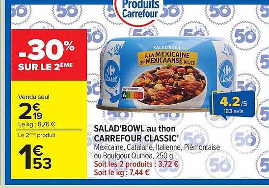 CARREFOUR CLASSIC' SALAD'BOWL au thon