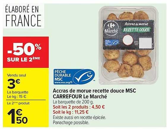 CARREFOUR Le Marché Accras de morue recette douce MSC