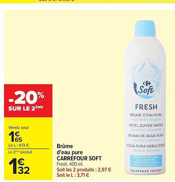 CARREFOUR SOFT Brûme d'eau pure