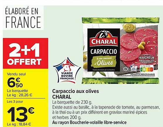 CHARAL Carpaccio aux olives