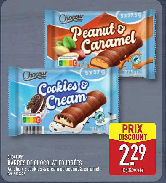Choceur Barres de chocolat fourrées