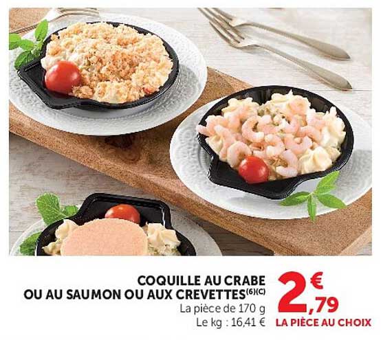 Coquille au crabe ou au saumon ou aux crevettes