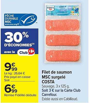 COSTA Filet de saumon MSC surgelé