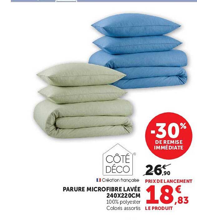 CÔTÉ DÉCO PARURE MICROFIBRE LAVÉE