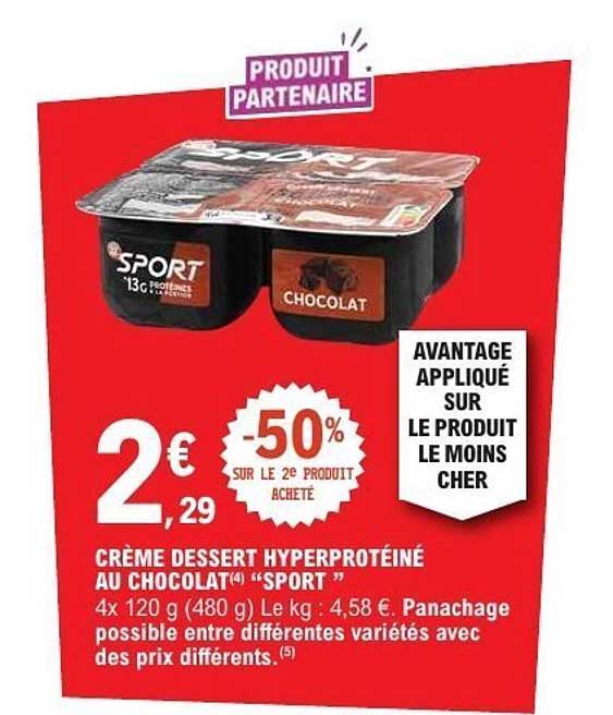 Crème dessert hyperprotéinée au chocolat "SPORT