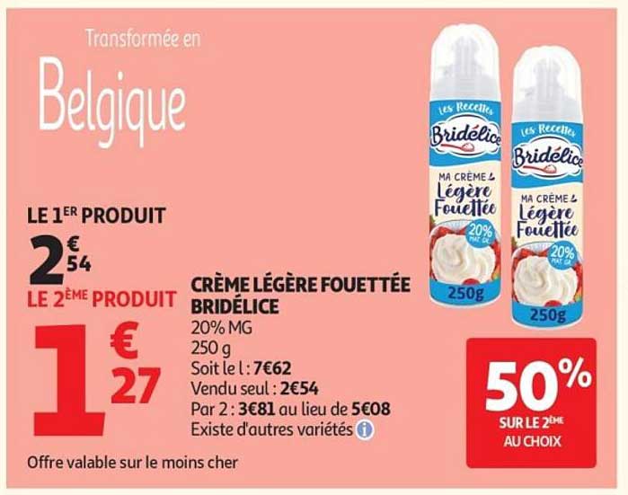 Crème légère fouettée Bridélice