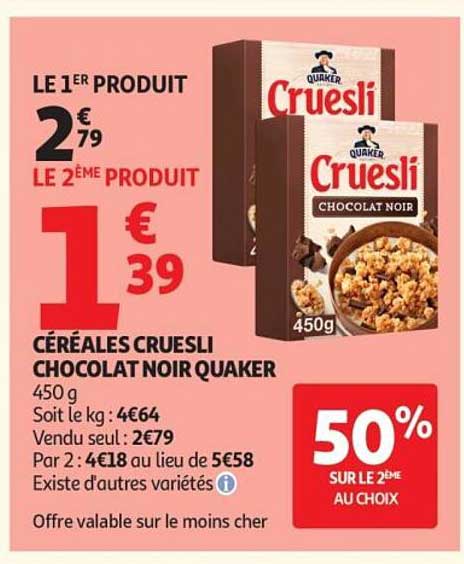 Cruesli chocolat noir Quaker