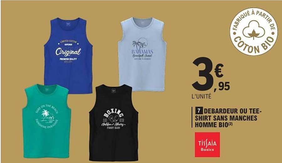 DÉBARDEUR OU TEE-SHIRT SANS MANCHES HOMME BIO