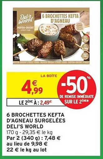 Deli's World 6 brochettes kefta d'agneau