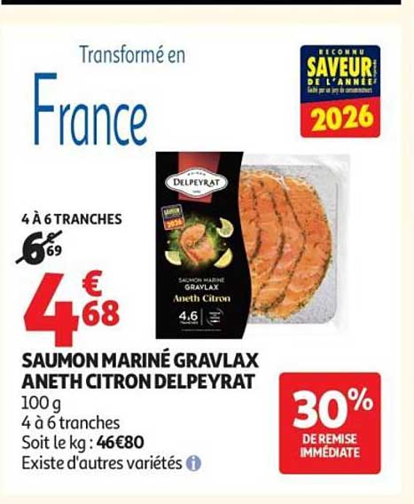 Delpeyrat Saumon mariné Gravalax Aneth Citron
