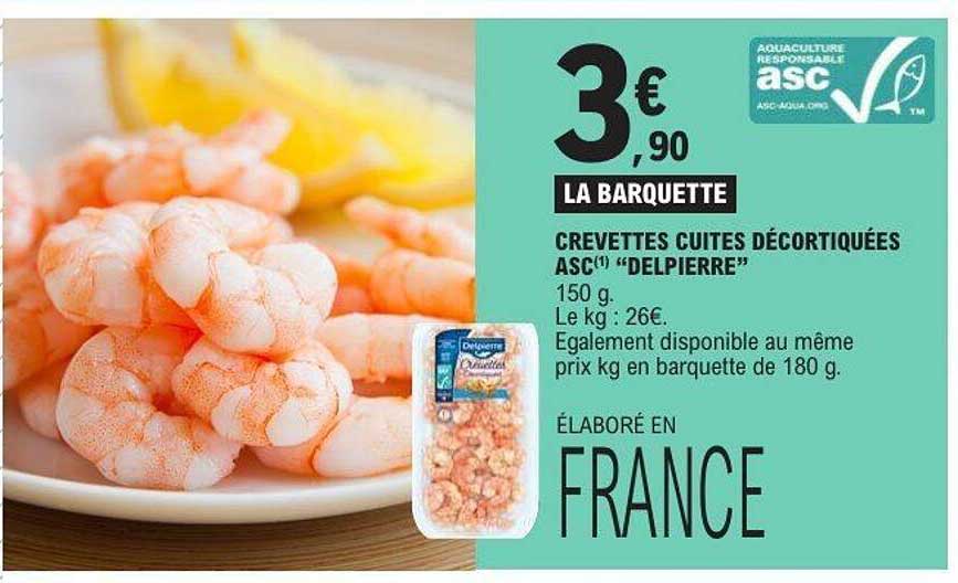 Delpierre Crevettes cuites décortiquées ASC
