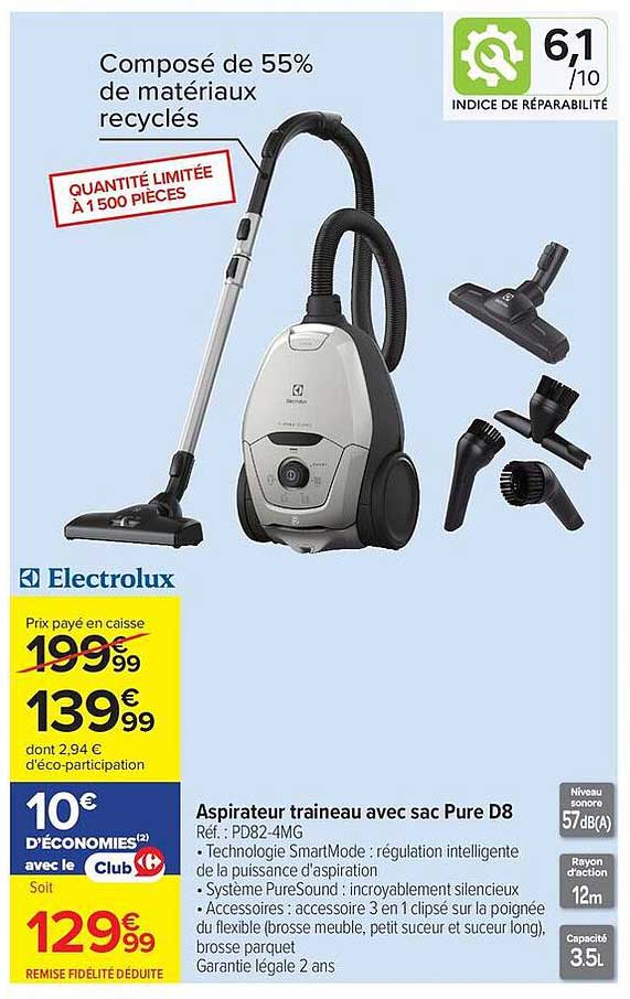Electrolux Aspirateur traîneau avec sac Pure D8