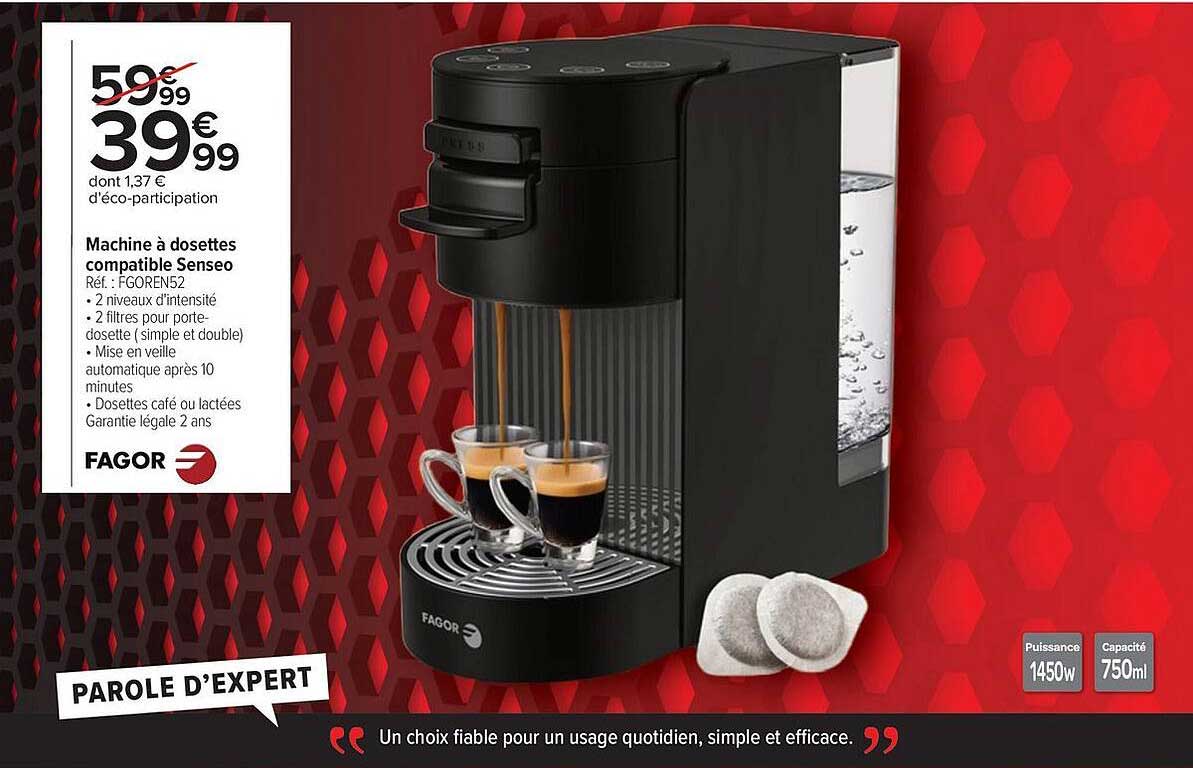 FAGOR Machine à dossettes compatible Senseo
