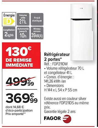 FAGOR Réfrigérateur 2 portes