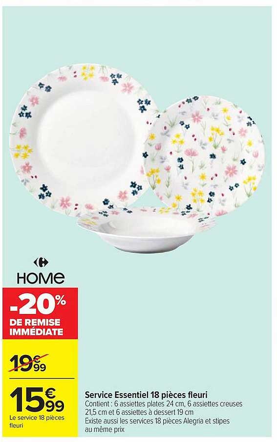 HOME Service Essentiel 18 pièces fleuri