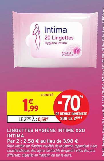 Intima 20 Lingettes