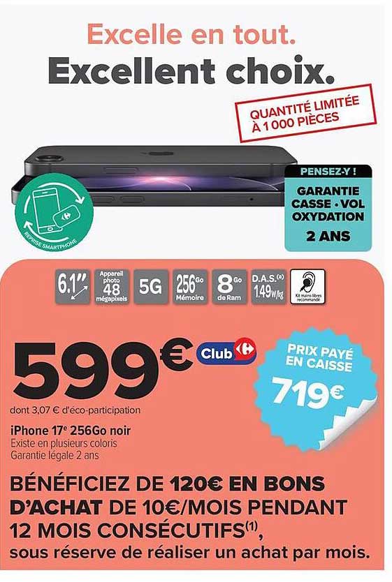 iPhone 17e 256Go noir