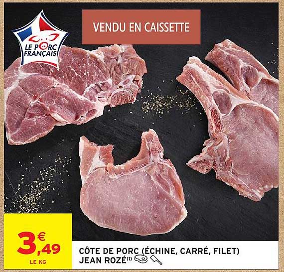 Jean Rozé Côte de porc échine, carré, filet