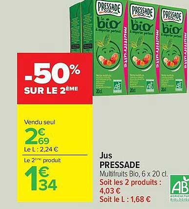 Jus PRESSADE Multifruits Bio