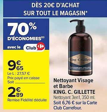 KING C. GILLETTE Nettoyant Visage et Barbe